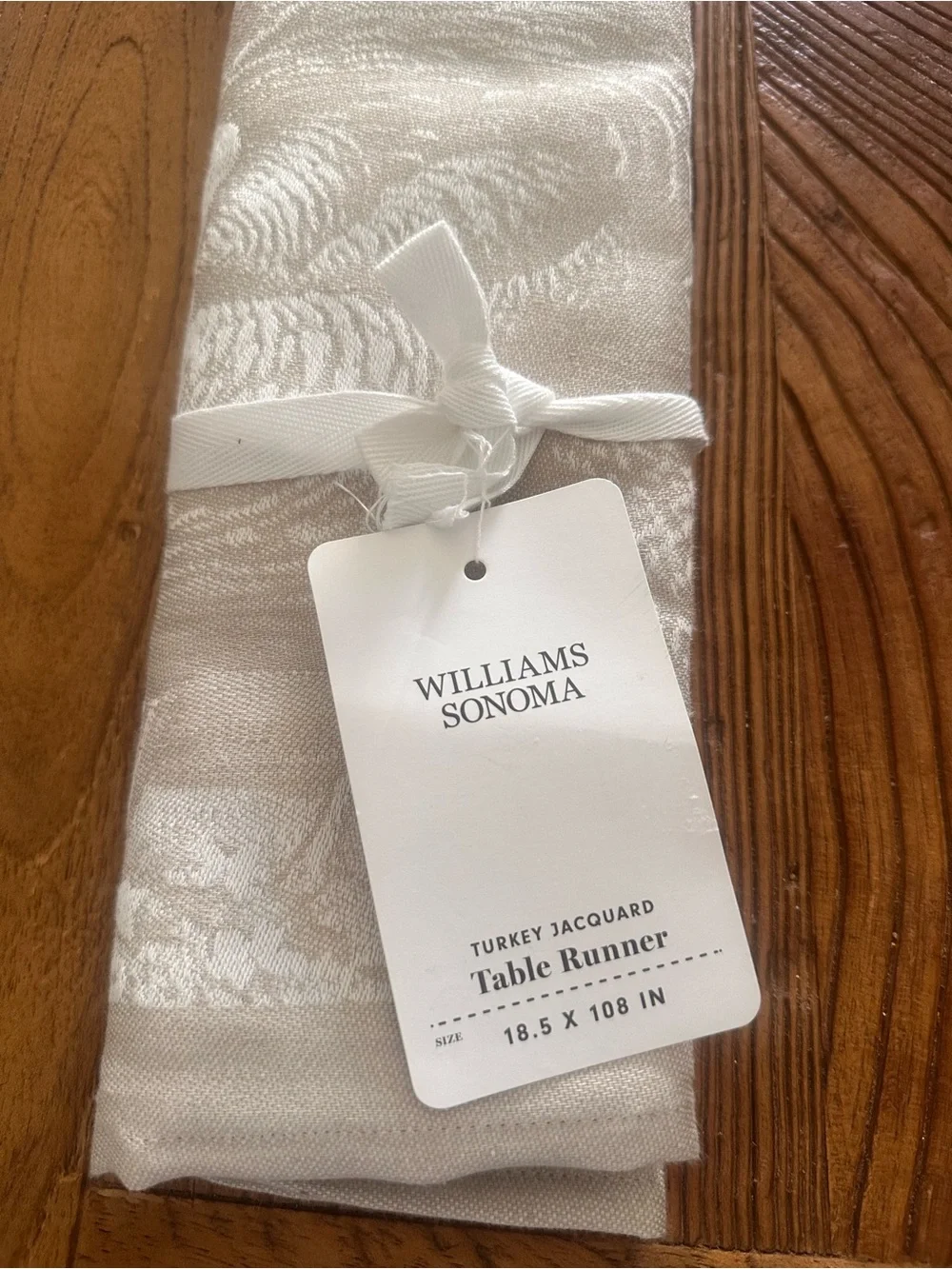 Williams Sonoma Ivory Jacquard Turkey Table Runner